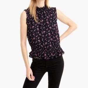 JCrew Women’s Navy and Floral Top Size 2 Tall - New with tags